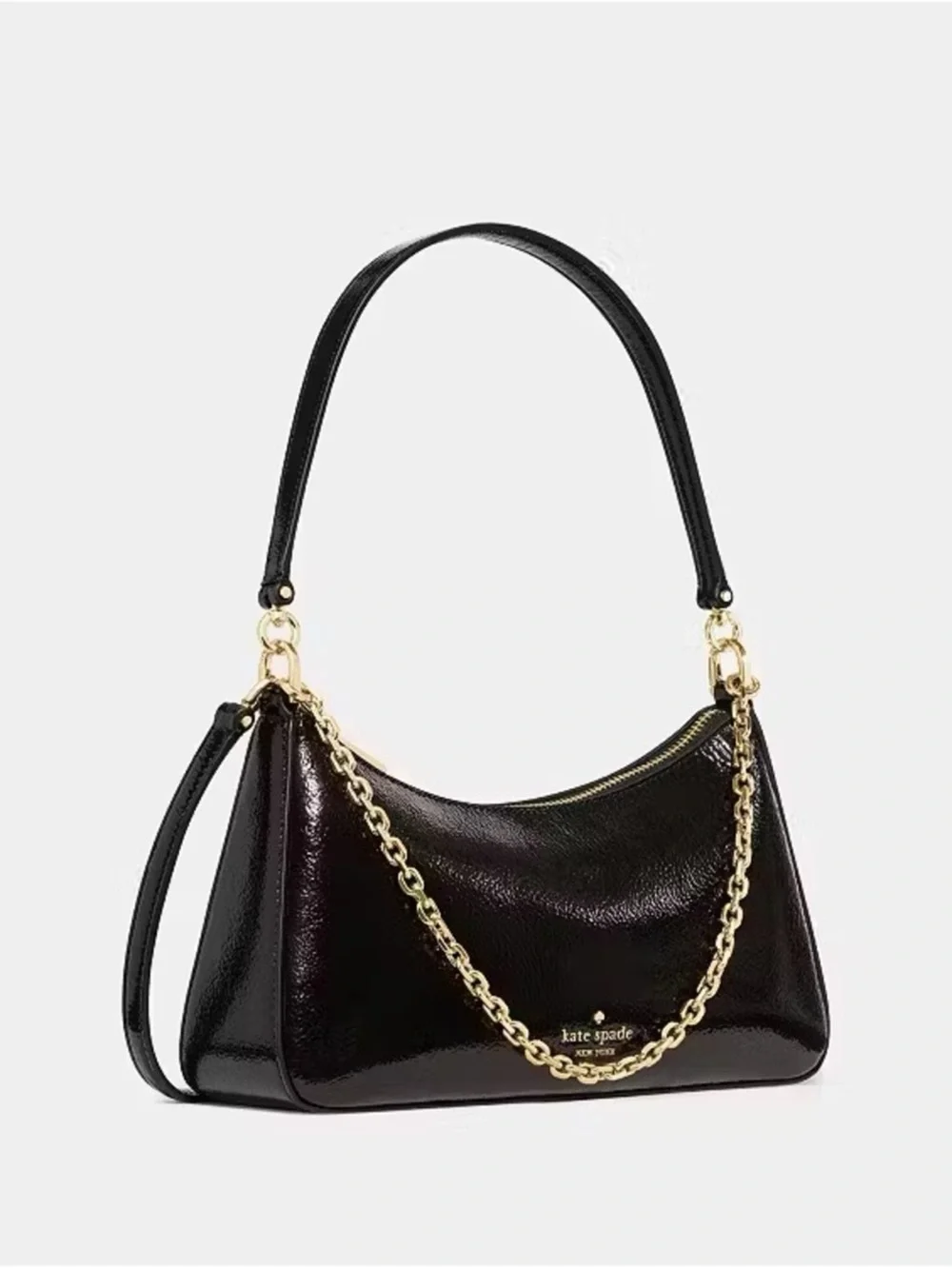 Kate Spade Margot Shiny Patent Leather Shoulder Bag Black